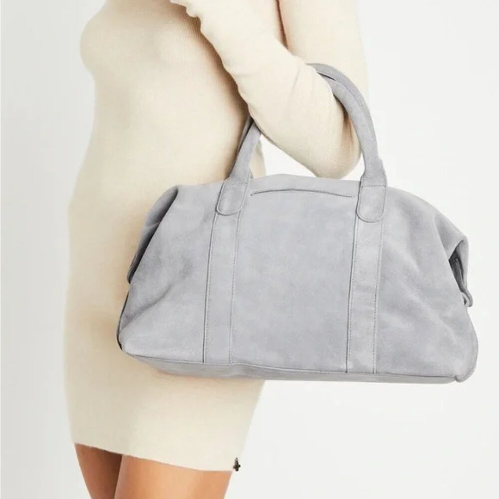 NWT M.I.L.A. Ria Suede Duffle Bag - Gray - Picture 3 of 4